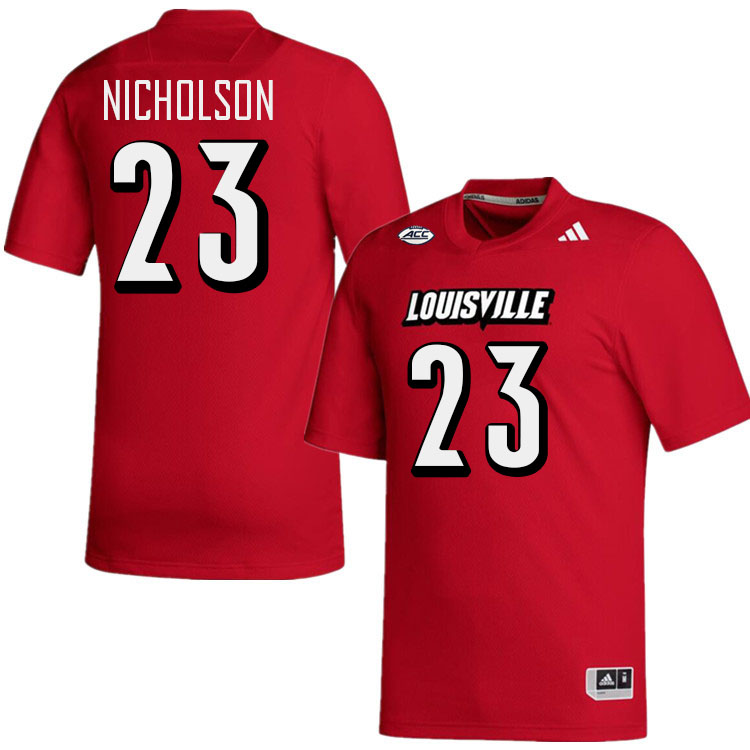 Men #23 Tahveon Nicholson Louisville Cardinals College Football Jerseys Stitched-Red